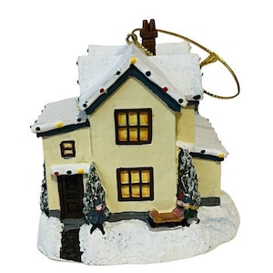 Thomas Kinkade Christmas Ornament Cottage Winter memories Lights Home Figurine
