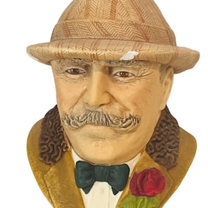 Bosson Legend Chalkware Face Bust Figurine Wall England 1994 Squire Rose Hat AC5