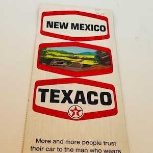 Texaco Star Vintage Straßenkarte 1960er bis 1970er Jahre Gas Station Oil Corner Store Ephemera Werbeschild Reisekarte USA Americana New Mexico AL3