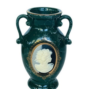 Mount Clemens Pottery Vase Japan Yours Good earth Cameo Victorian Gold Figurine