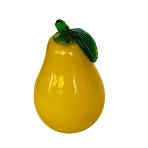 Glass Fruit Vegetable Figurine Kitchen gift decoration vtg antique Yellow Pear