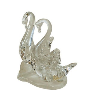 Glass Swan Figurine Otylia Poland Crystal Goose Geese Candle Holder paperweight