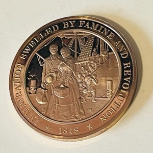 Franklin Mint Bronze Coin Medal History United States Immigration Famine 1848 us