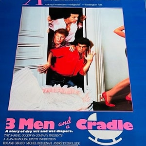 Movie Theater Cinema Poster vtg Lobby Card 1986 Three Men Cradle 3 Franse RARE