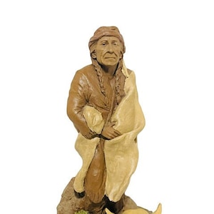 Tom Clark beeldje kabouter elf ONDERTEKEND sculptuur Cairn Chief Cowboy Westerse inheemse koeienschedel Amerikaans