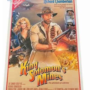 Movie Theater Cinema Poster Vintage Lobby Card Advertising Theatre Original ephemera vtg 1980 King Solomon&#39;s Mines Richard Chamberlain Stone