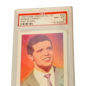 Disc Stars Trading Card Kane Products LTD Sussex Grinstead London television tv England graded PSA 8 vintage #43 Ronnie Carroll bbc tv