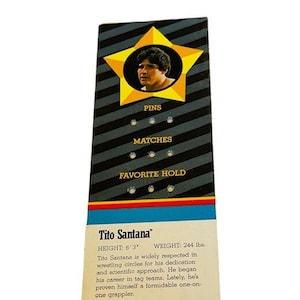 Karta profilowa Tito Santana El Matador WWF Wrestling Superstars Planszówka do gry 1985 Titan Figure Milton Bradley