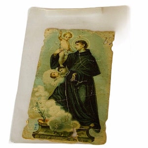 HOLY PRAYER CARD vintage Catholic Christian Jesus Christ Mary paper antique ephemera church gift decor 1882 Saint St Antonio Mf Gircudin