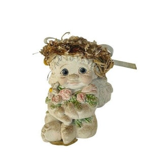 Dreamsicles Figurine Kristin signed Cast Art Stone Angel Cherub miniature floral