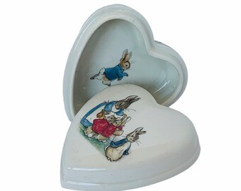 Children/'s Nursery Vanity Box Heart Shaped Melamine Box World of Peter Rabbit Box with Lid,Baby Shower Gift Peter Rabbit Trinket Box