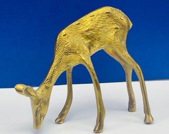 One Vintage 1983 Buck Deer Solid Brass Octagon Metal Pendant 4-42-1