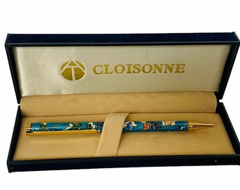 Vintage Cloisonne Ballpoint in Gift Box w// Bone Handles