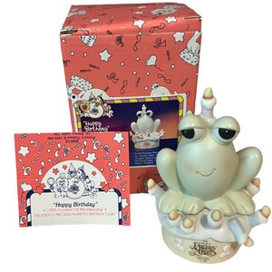 Precious Moments figurine box Enesco 1993 animal birthday B0010 Happy Frog Toad