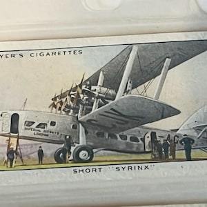 Airplane Tobacco Trading Card John Player Sons Aeroplane Short Syrinx civil jet