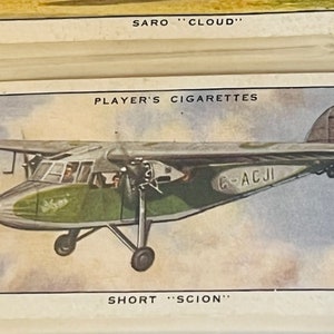 Airplane Tobacco Trading Card John Players Son Aeroplane Civil Short Scion plane