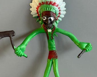 1970年代 アメリカ 人形 アンティーク ブロカント 古道具 Vintage Brabo Bendies Toy Figure Bendy 1970s Hong Kong