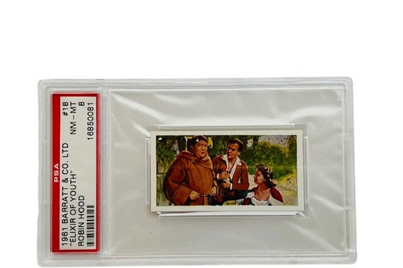 robin hood tobacco Robin Hood Trading Card 1961 Barratt Tobacco Collectible Ephemera Graded  Slabbed PSA 8 Mint London England Elixir Youth Friar Tuck Marian