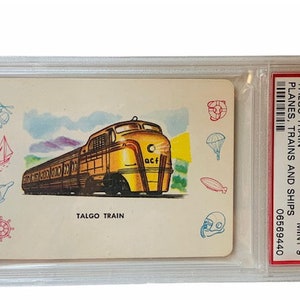 Flugzeuge Züge Schiffe Autos Automobile Tausch Sammler Karte 1958 Cardo Trading Blatt Gilde Graded Mint PSA 9 Talgo Lokomotive Spanisch T20