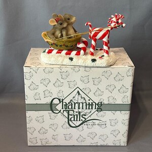Vintage Charming Tails Figurine Mouse Fitz Floyd Christmas Sleigh Ride Sweeties