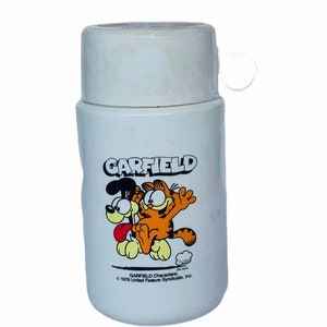 VINTAGE LUNCHBOX THERMOS 1980er Jahre Aladdin Kunststoff Sammlerstück retro Vtg Cartoon Kinder 1978 Garfield Odie vereint Feature Syndikat weiß