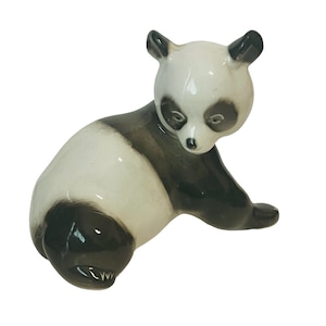 Lomonosov Russia Panda Bear Figurine antique vtg porcelain Gift sculpture mother