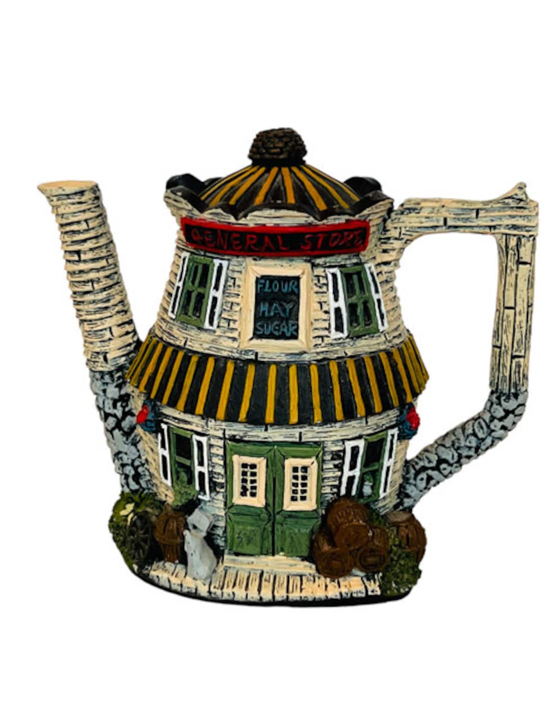 Hometown Teapot Cottage House Figurine Tea Pot Home Town General Store