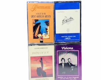 Fitas cassete música música álbum hits vtg set vintage pop rock roll mix clássico lote 4 Evita Visions Daniel Kobialka grandes artistas americanos