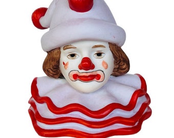 Circus Clown Figurine Vagabond 1987 EIC enesco antropomorfo carnevale vtg Busto