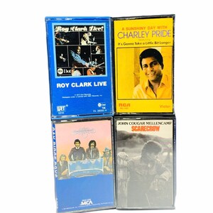 Cassette tapes music songs album hits vtg set vintage pop rock country mix lot 4 Charlie Pride Roy Clark Oak Ridge Boys John Mellencamp