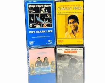 Kassette nbändern Musik Songs Album Hits vtg Set Vintage Pop Rock Country Mix Lot 4 Charlie Pride Roy Clark Oak Ridge Boys John Mellencamp
