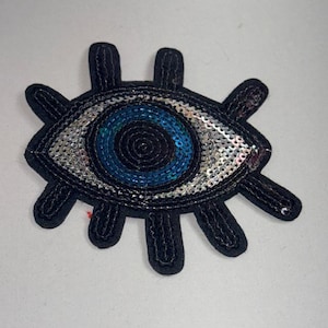 Vintage Advertising Patch Logo Emblem Sew On Eyeball Eye Ball Blue eyelash