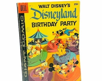 Dell giant comic Disneyland 1958 birthday party vtg collectible Mickey Donald #1 AC3