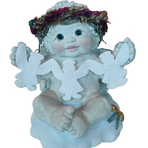Dreamsicles Figurine Kristin signed Cast Art Stone Angel Cherub Cut Out Cutie 1997 gold tag exclusive limited edition