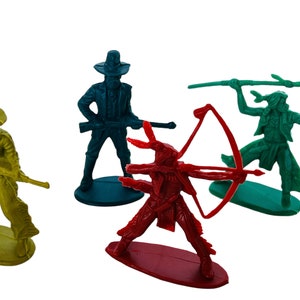 Plastic Cowboys Western Indians Native Toy Figures lot vtg marx mpc hong kong 9