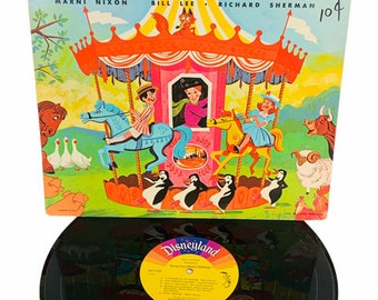 VINYL RECORD VINTAGE 33 rpm music album lp vtg mcm 12 inch 12" case cover 1960s Walt Disney Disneyland kids children songs Mary Poppins