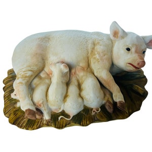 Homco Pig Figurine vtg hog piglet porcelain masterpiece farm anthropomorphic 1985 sculpture