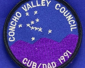 BOY SCOUTS PATCH vintage cub den souvenirs bras épaule uniforme insigne emblème mérite logo vtg mcm americana usa fille concho vallée Conseil