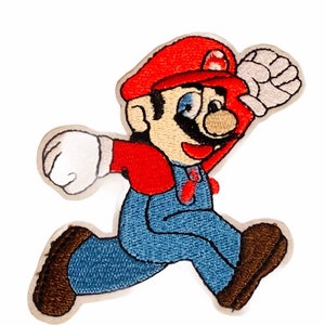SUPER MARIO BROS patch to sew on jacket vintage retro nintendo video game vtg Nes crafts collectible emblem logo fire ball