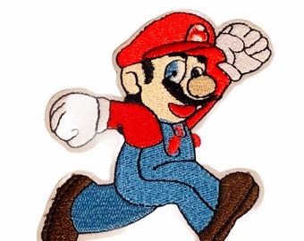 SUPER MARIO BROS patch to sew on jacket vintage retro nintendo video game vtg Nes crafts collectible emblem logo fire ball