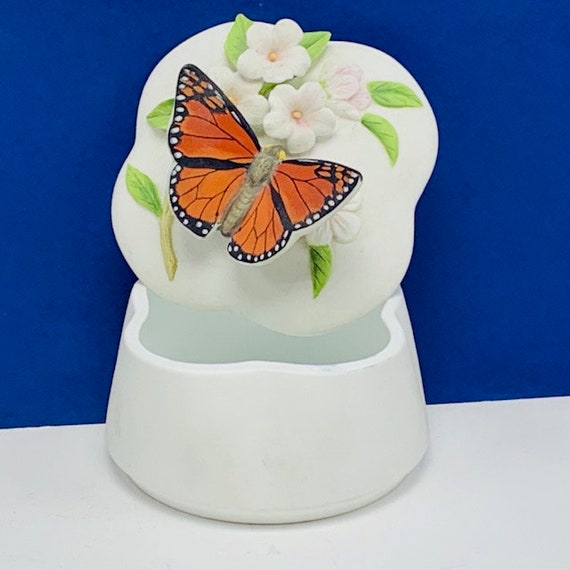 OTAGIRI JEWELRY BOX Japan porcelain tiger butterf… - image 2