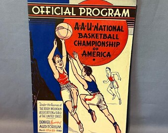 Vintage Basketball Programm Print Ad Klammer 1940 AAU Ebling Ace Gruenig Hupp Mar