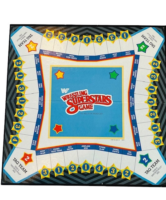 WWF Wrestling Superstars Gioco da tavolo Pezzi Scheda profilo Milton Bradley display WWE AC4