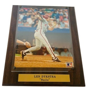 Lenny Dykstra Plaque Signed COA 13X11 Len Phillies Nails Nickname MLB autograph AL1
