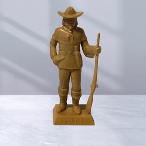 1960er Jahre Buffalo Bill Cody Marx Kunststoff Cowboy Western Spielzeug Figur mc tan miniatur
