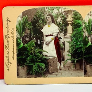 STEREOVIEW SEPIA PHOTOGRAPH antique photo picture americana vintage vtg usa ephemera us made 1899 early morning prayer woman spiritual