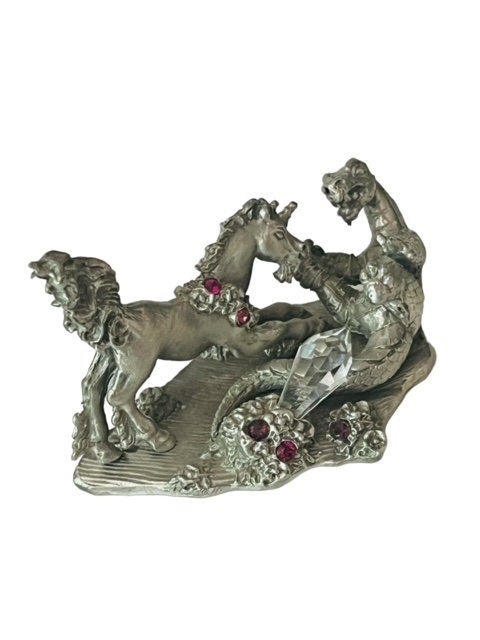 最終価格 ヴィンテージ1985 ピューター ゾウ クリスタル ミニチュア