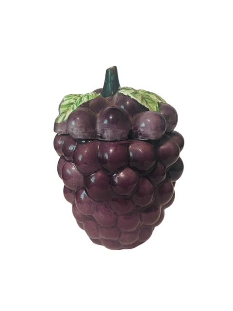 Grapes Fruit Vegetable Figurine Kitchen Canister Sugar Bowl Cream Lid Antique 3