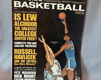 Vintage 1969 Basketball Sport Review Magazine Tryckta annonser Program Inuti Alcindor
