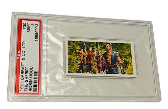 robin hood tobacco Robin Hood Trading Card 1961 Barratt Tobacco Collectible Ephemera Graded  Slabbed PSA 9 Mint London England Friar Tuck Marian the Sheriff #30